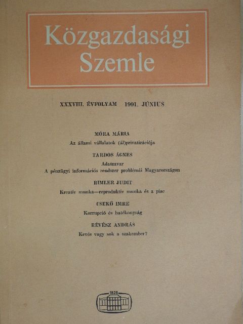 Csekő Imre - Közgazdasági Szemle 1991. június [antikvár]